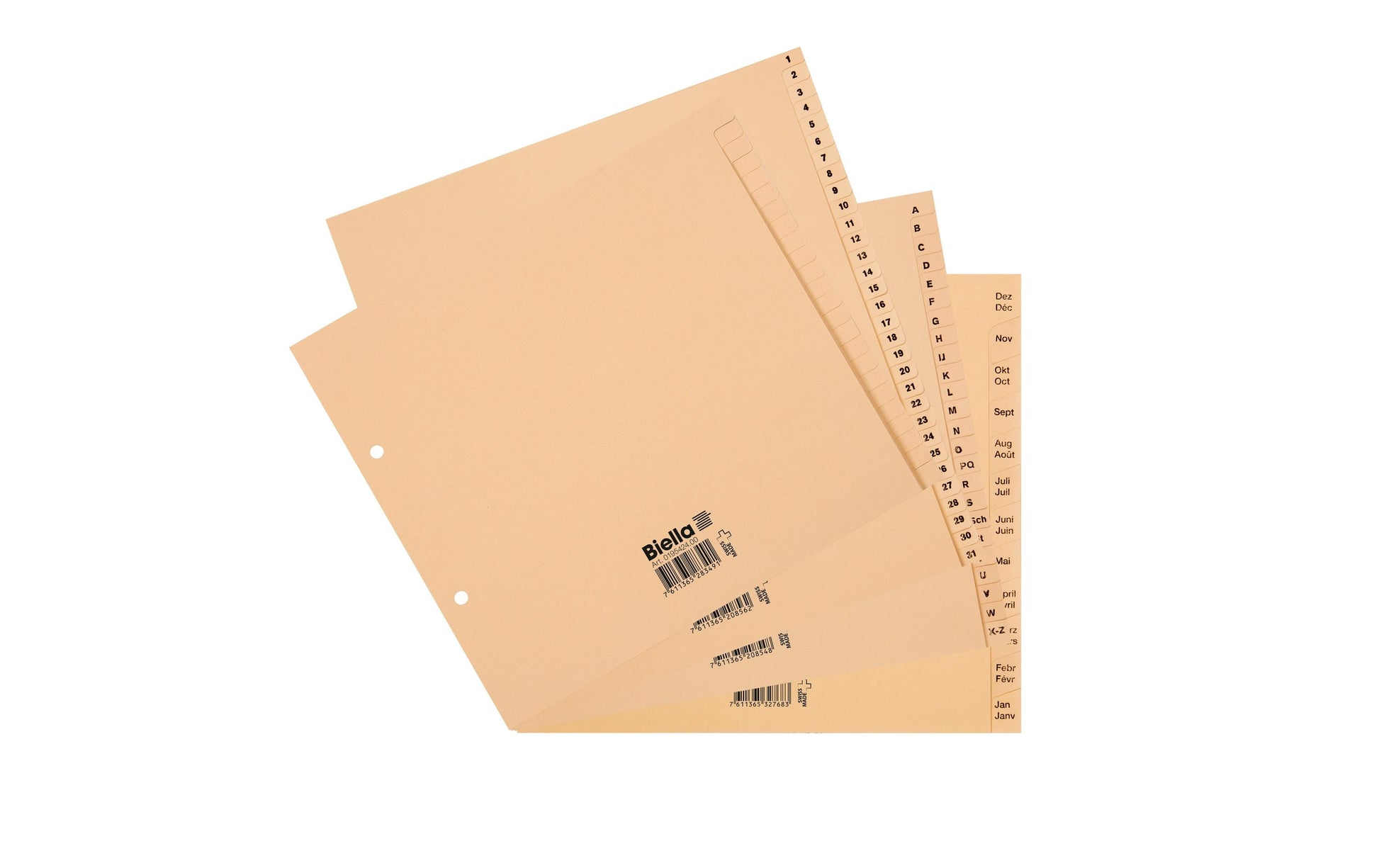 Biella Register – teildeckend, 24-teilig, Papier, braun, 2-fach gelocht, FSC-zertifiziert, für A4 hoch