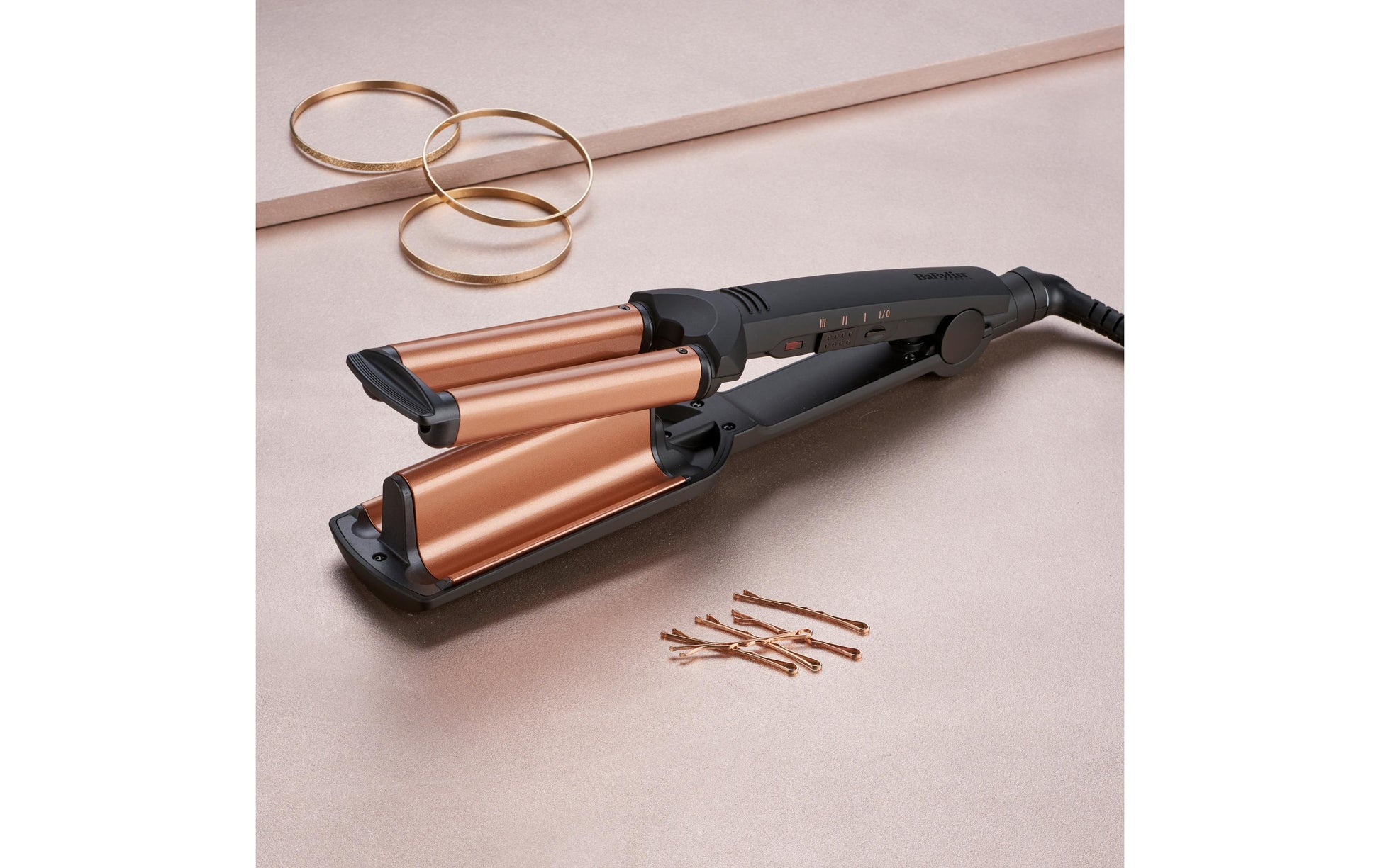 BaByliss Lockenstab W2447E – Keramikbeschichtung, 160–200 °C, 3 Stufen – 2,5 m Kabel – Schwarz/Orange