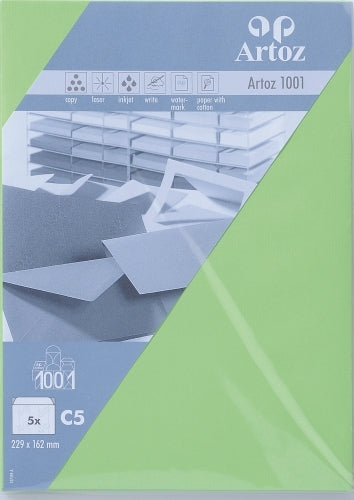 Artoz Couvert C5, ohne Fenster, hellgrün, 100 g/m² – 5 Stk.