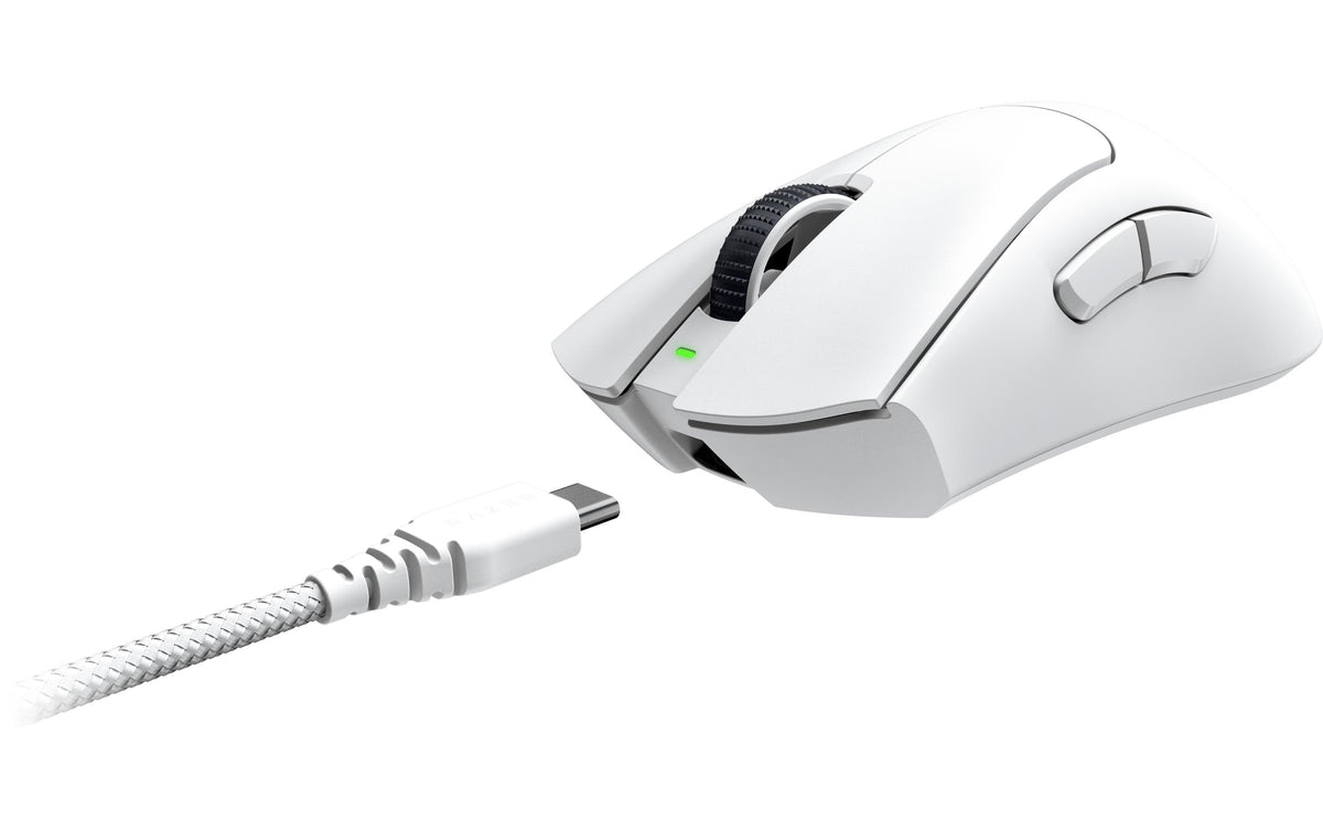 Razer DeathAdder V3 Pro – Gaming-Maus – Kabellos (2,4 GHz), 30000 DPI, Rechts, Weiss