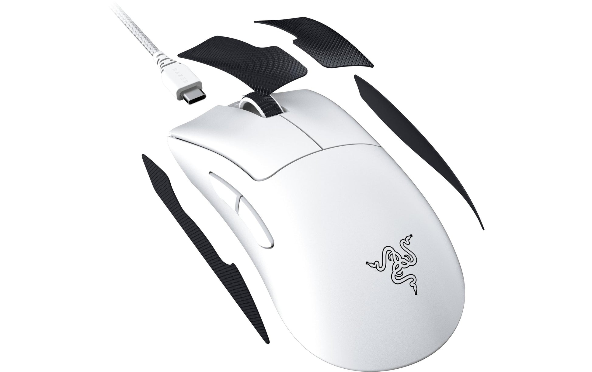 Razer DeathAdder V3 Pro – Gaming-Maus – Kabellos (2,4 GHz), 30000 DPI, Rechts, Weiss