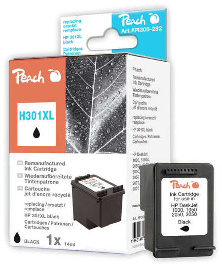 Peach 301XL Schwarz Tintenpatrone (Kompatibel) – 520 Seiten – für HP DeskJet 3050, Envy 4500, OfficeJet 2620 …