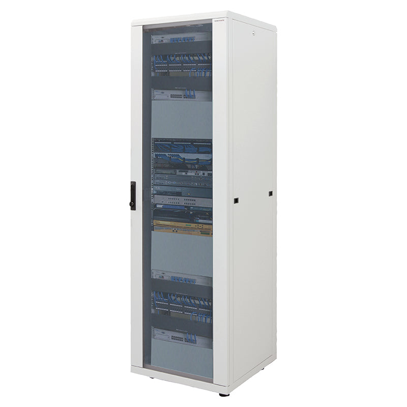 LogiLink D22S68G – 19" Netzwerkschrank 22U, IP20, abschliessbar, 600 × 800 × 1144 mm, lichtgrau, Stahl