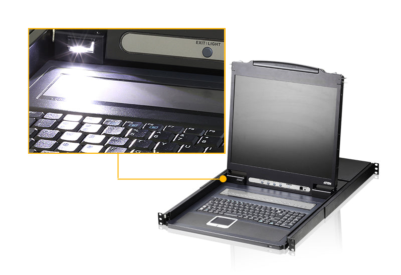 ATEN KVM-Switch, 8-Port, 19" LCD, US-Tastatur