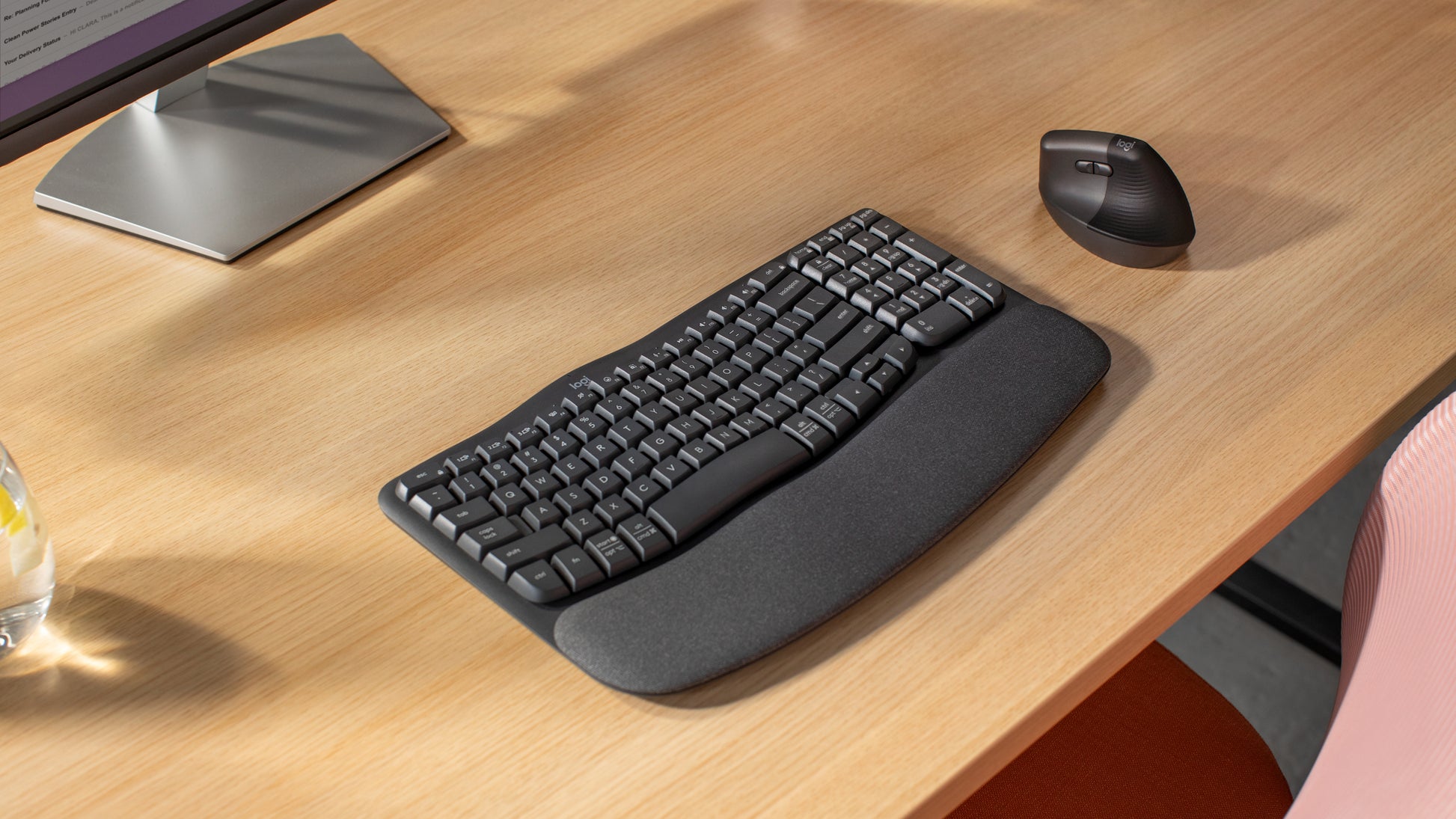 Logitech Wave Keys – Ergonomische Tastatur – Membran – Bluetooth & 2,4 GHz (Logi Bolt) – QWERTY (ES) – Graphit