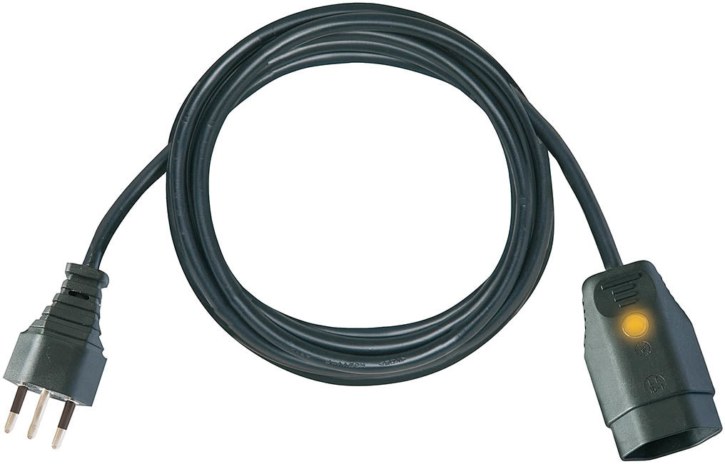 Brennenstuhl Verlängerungskabel – T12–T13, 5 m, 3×1 mm², mit Funktionsleuchte, Schwarz