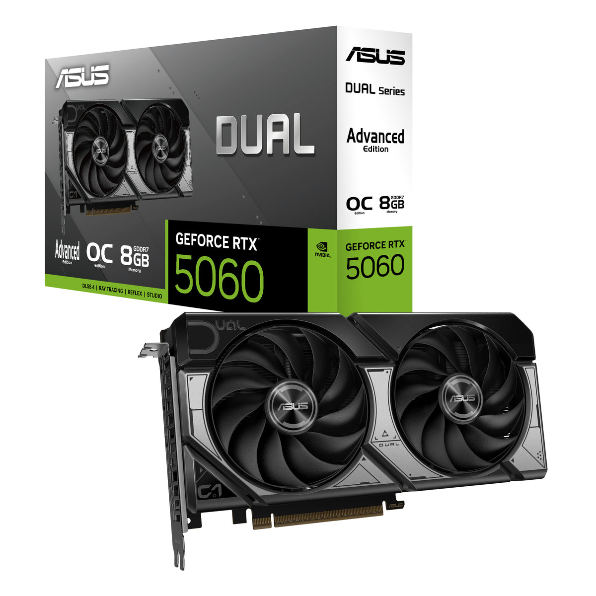 ASUS DUAL-RTX5060-O8G-A – PCIe Grafikkarte – 3×DisplayPort, 1×HDMI, PCIe 5.0, 8 GB GDDR7, 1×8‑pin