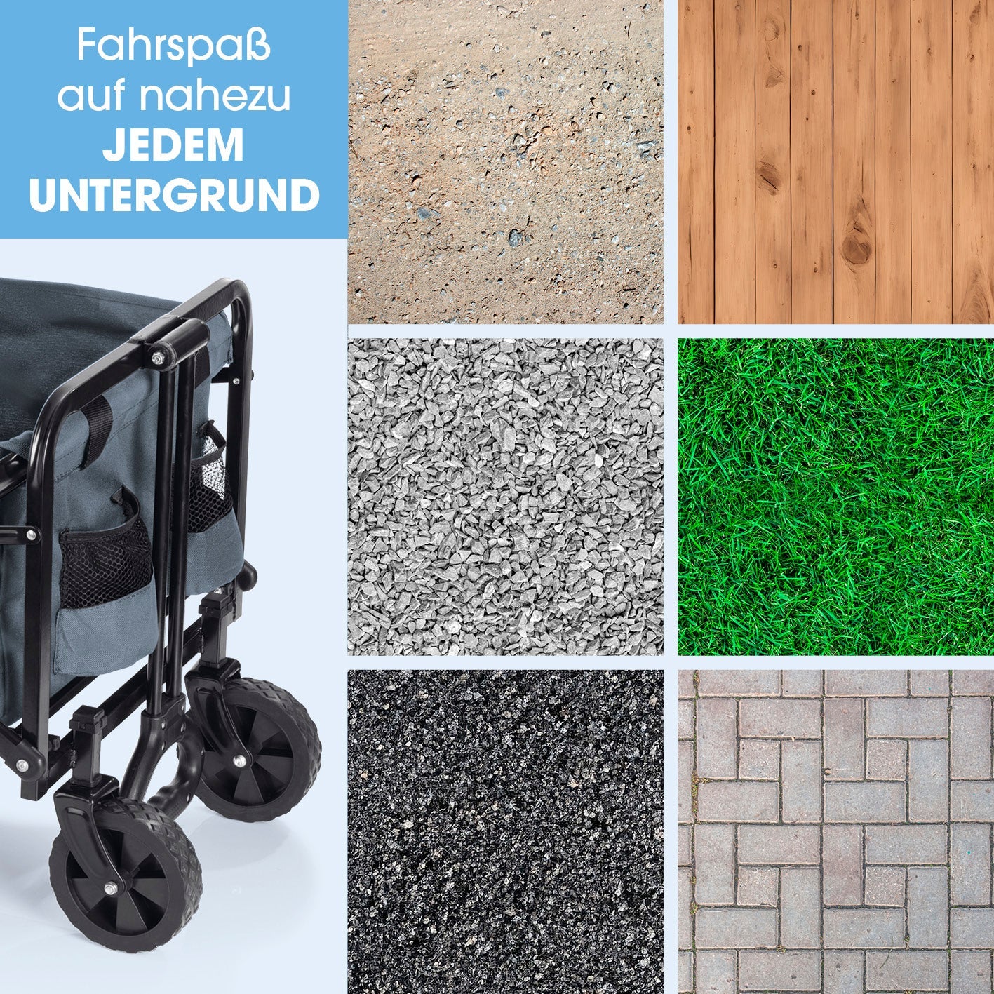 EASYmaxx Faltbarer Bollerwagen – Stahl, Grau