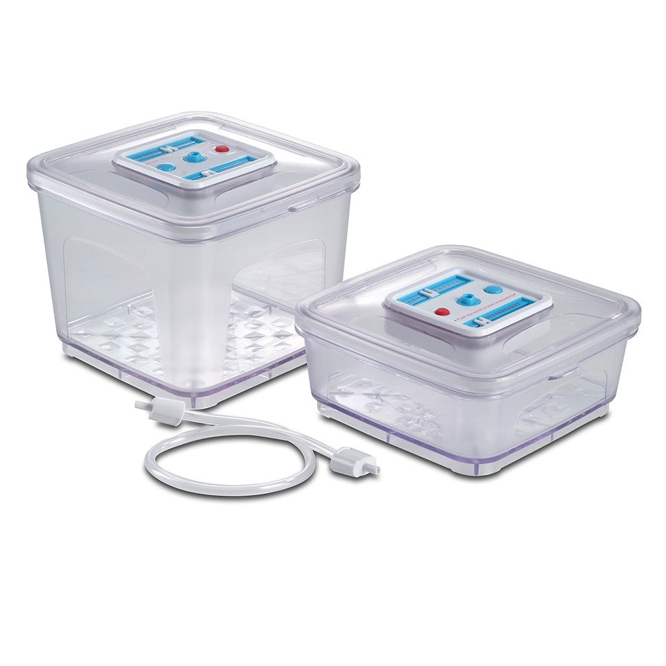 Solis Vakuumbehälter (eckig) 1 l + 2,8 l – für Vakuumversiegelungssysteme, 2 Stk., Kunststoff, Transparent