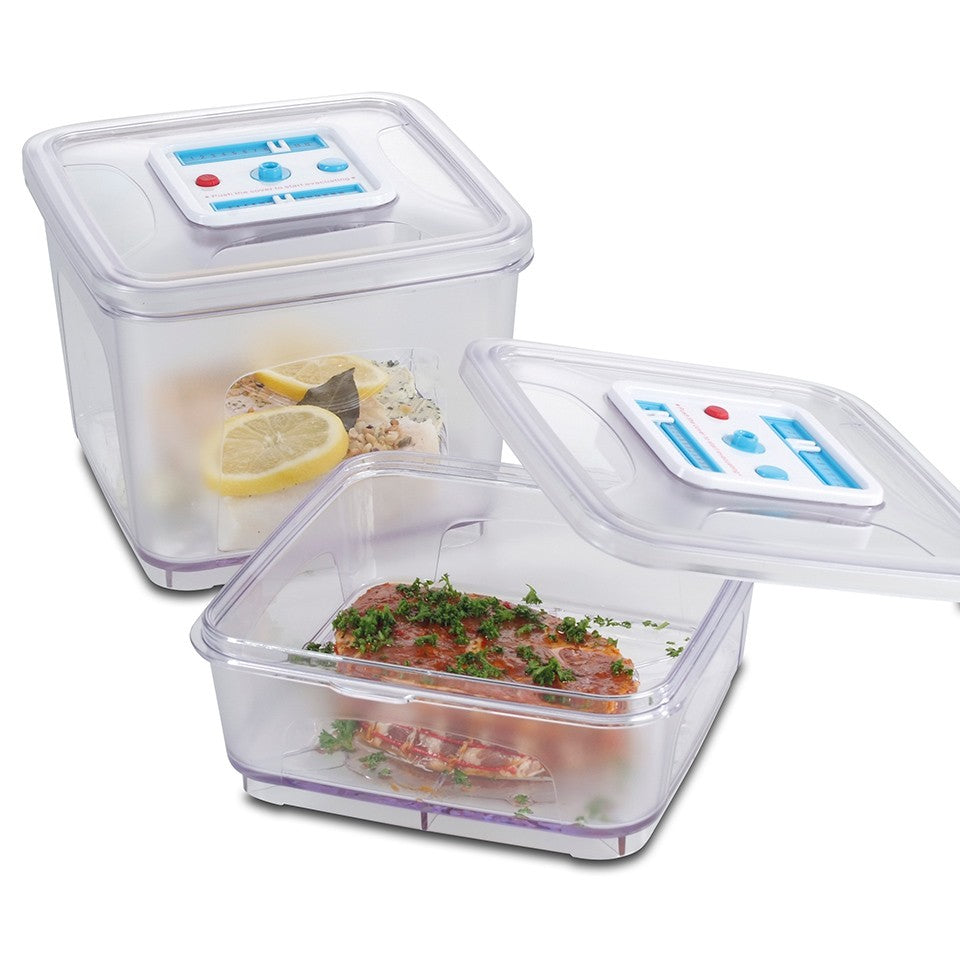 Solis Vakuumbehälter (eckig) 1 l + 2,8 l – für Vakuumversiegelungssysteme, 2 Stk., Kunststoff, Transparent