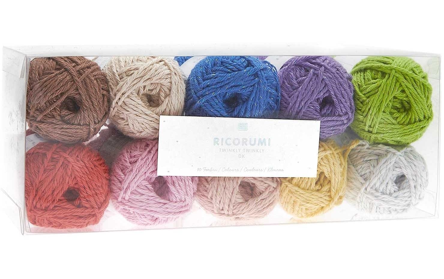 Rico Design Ricorumi Twinkly Garn-Set mehrfarbig – 25 g, 52 m, Nadel 3 mm, 99% Baumwolle/1% Polyester, 10 Stk.