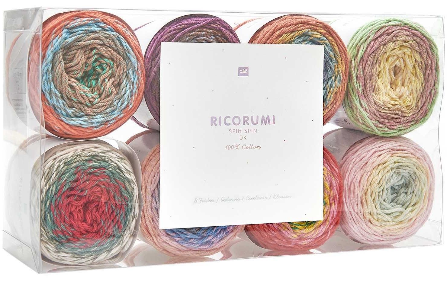 Rico Design Ricorumi Spin Spin Garn Mehrfarbig – 8× 50 g, 115 m, 100% Baumwolle, Nadel 3 mm