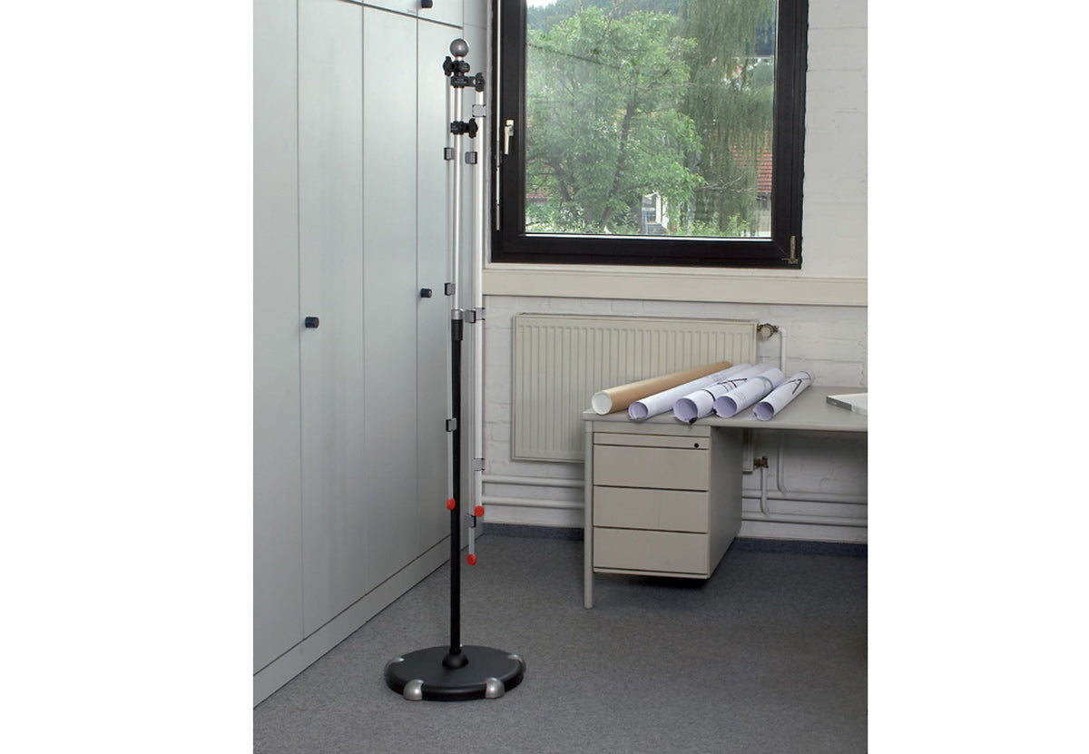 MAUL Planhalter – für A0 hoch/quer, mit Rollen, schwarz, Metall/Kunststoff