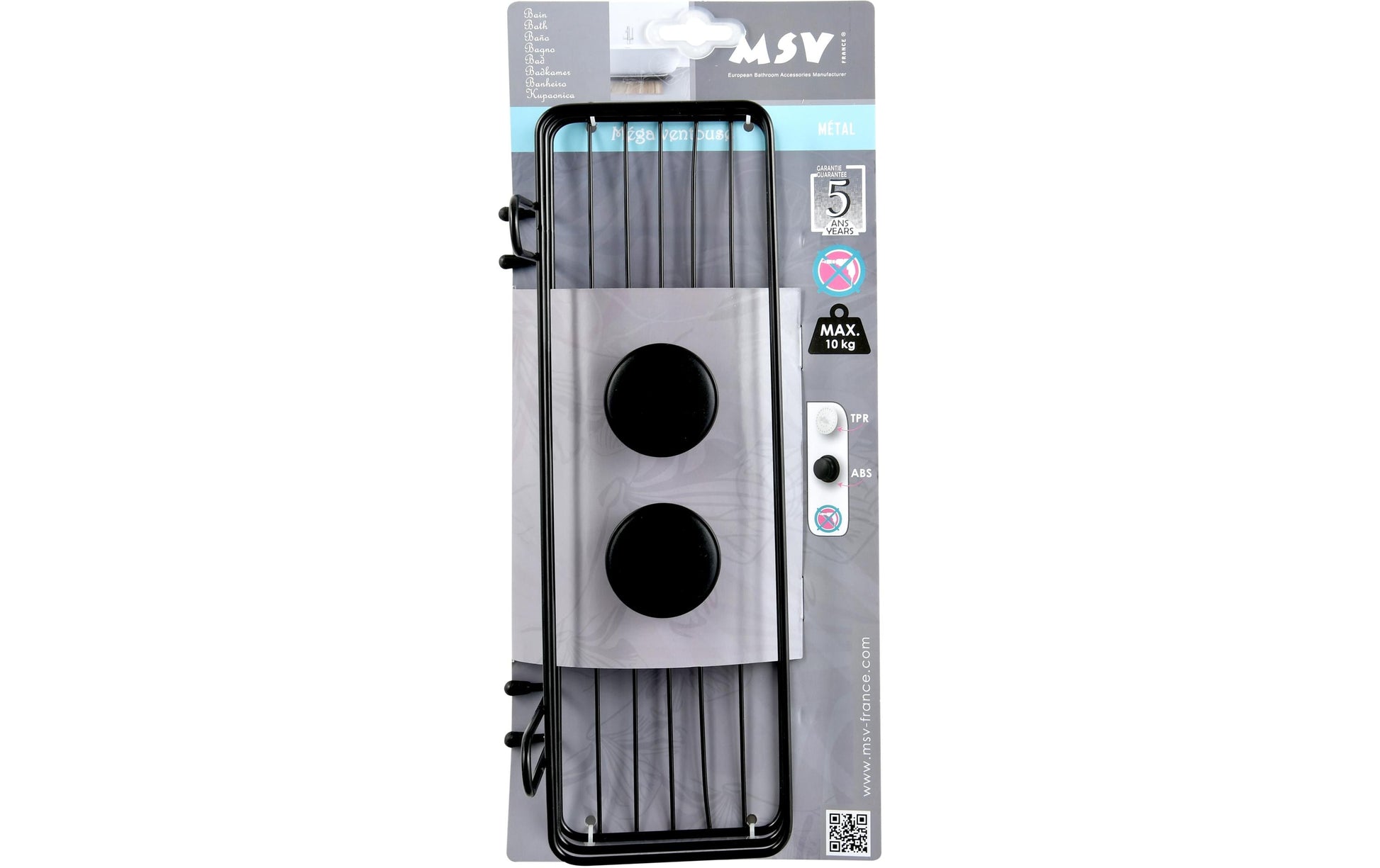 MSV Aufbewahrungsbox – 35,2×14×13 cm, Stahl, Saugnapf, Schwarz matt