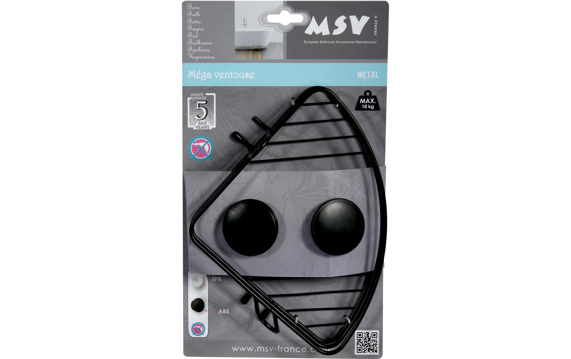MSV Seifenhalter (Wand) – Edelstahl, Saugnapf, 21,5×21,5×13 cm, Schwarz matt