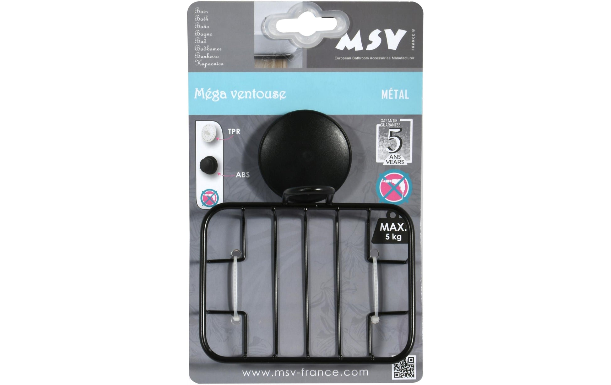 MSV Seifenhalter (Wand) – Stahl, Saugnapf, 12×11×10,2 cm, Schwarz