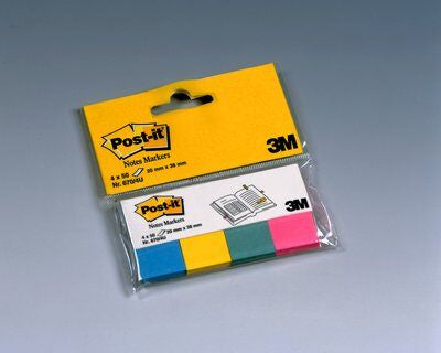 3M Wiederablösbare Haftetiketten, blau, grün, pink, gelb, Papier, 50 Blätter (4 Stk.)