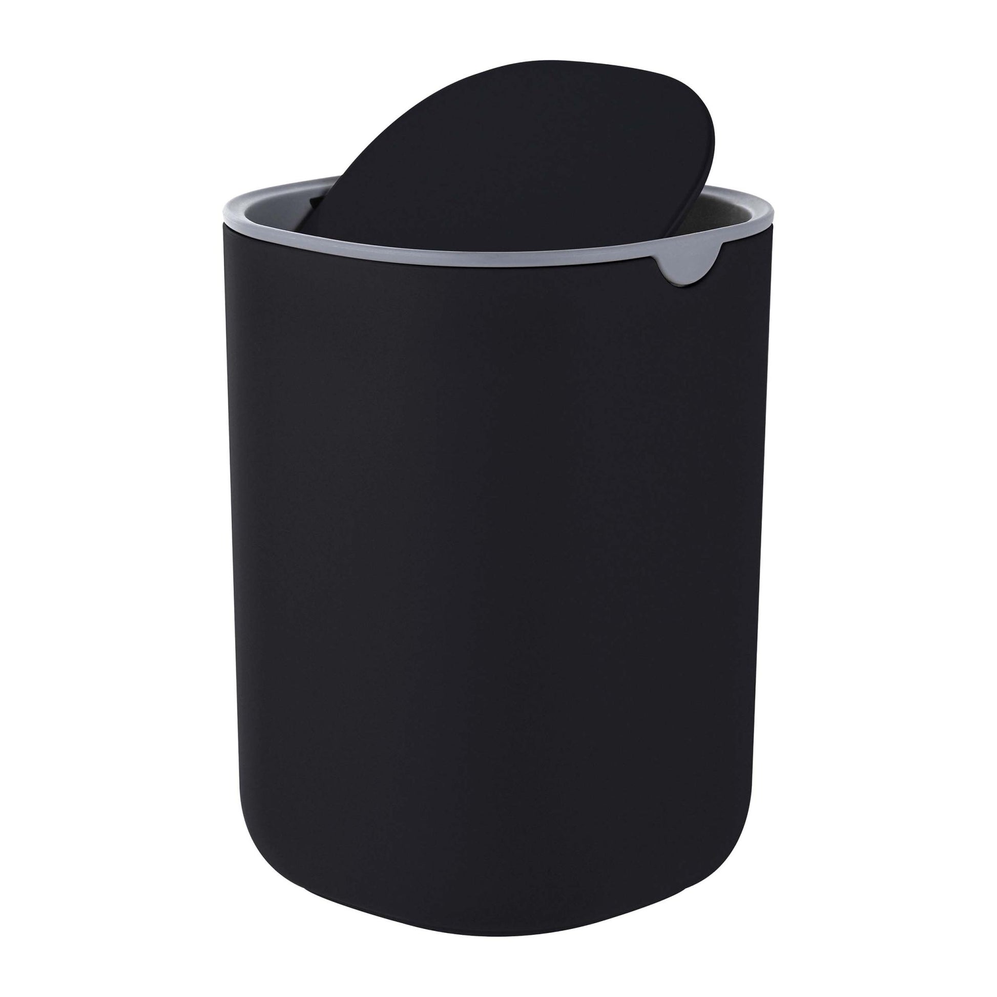 Relaxdays Tischabfalleimer – 1,5 l – Kunststoff, rund – Schwarz – Anti-Rutsch