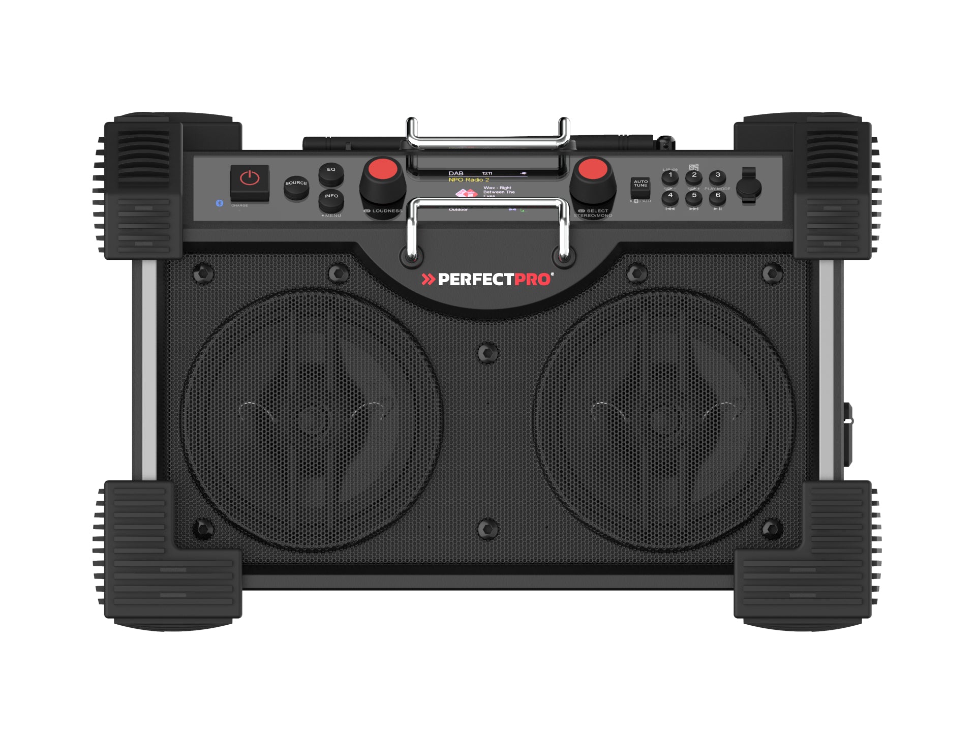 Perfectpro ROCKHART RH4-18V – Baustellenradio – DAB+, Bluetooth, IP44, Akkubetrieb – Schwarz