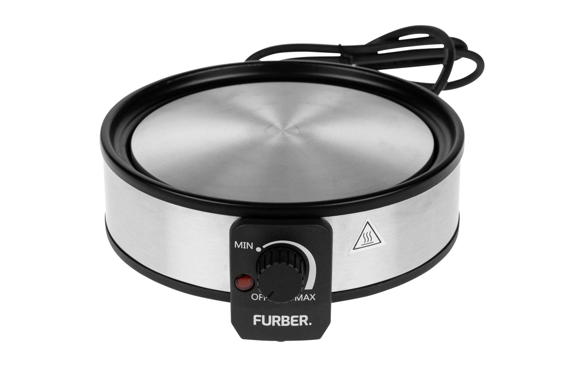 Furber. Furber Fondue-Set – Edelstahl, 1,8 l, 8 Gabeln, elektrisch – schwarz/silber