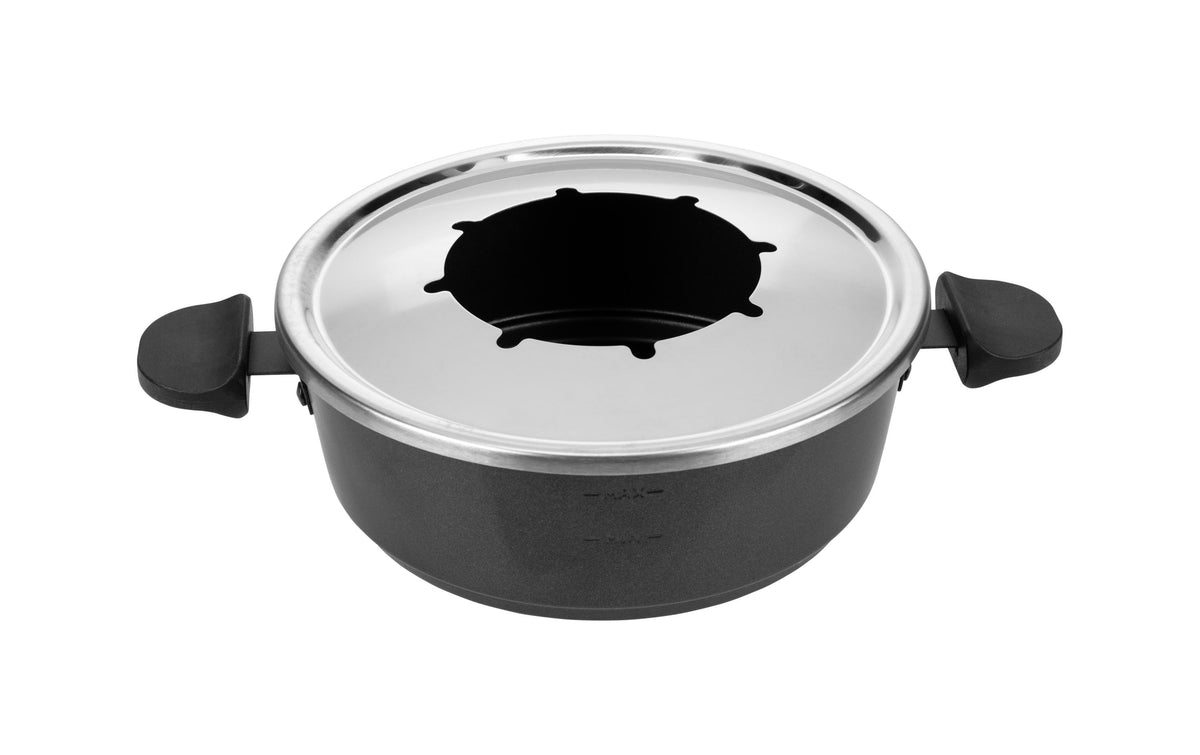 Furber. Furber Fondue-Set – Edelstahl, 1,8 l, 8 Gabeln, elektrisch – schwarz/silber