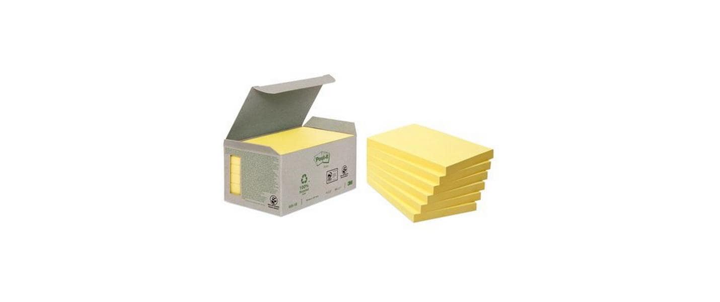 3M Post-it Haftnotizen Recycling Tower – 127×76 mm – Gelb, 6×100 Blatt, PEFC