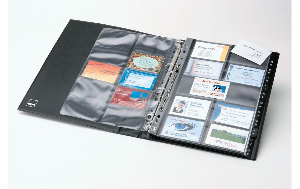 Sigel Visitenkartenbuch – Kunststoff, schwarz, 53 × 325 mm – für Visitenkarten