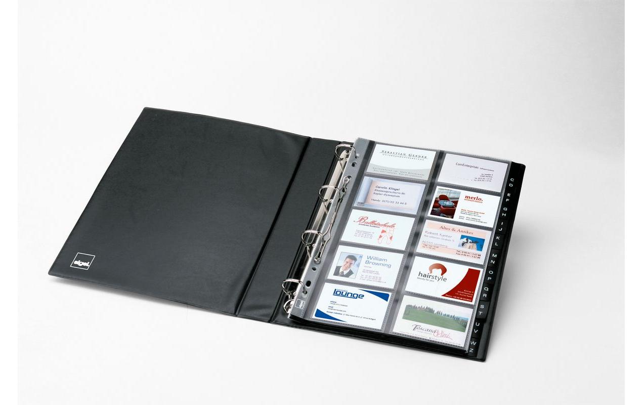 Sigel Visitenkartenbuch – Kunststoff, schwarz, 53 × 325 mm – für Visitenkarten