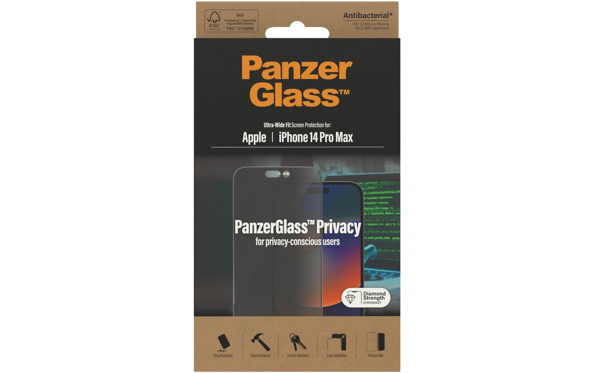 PanzerGlass Privacy-Filter (Panzerglas), Ultra-Wide Fit – für iPhone 14 Pro Max