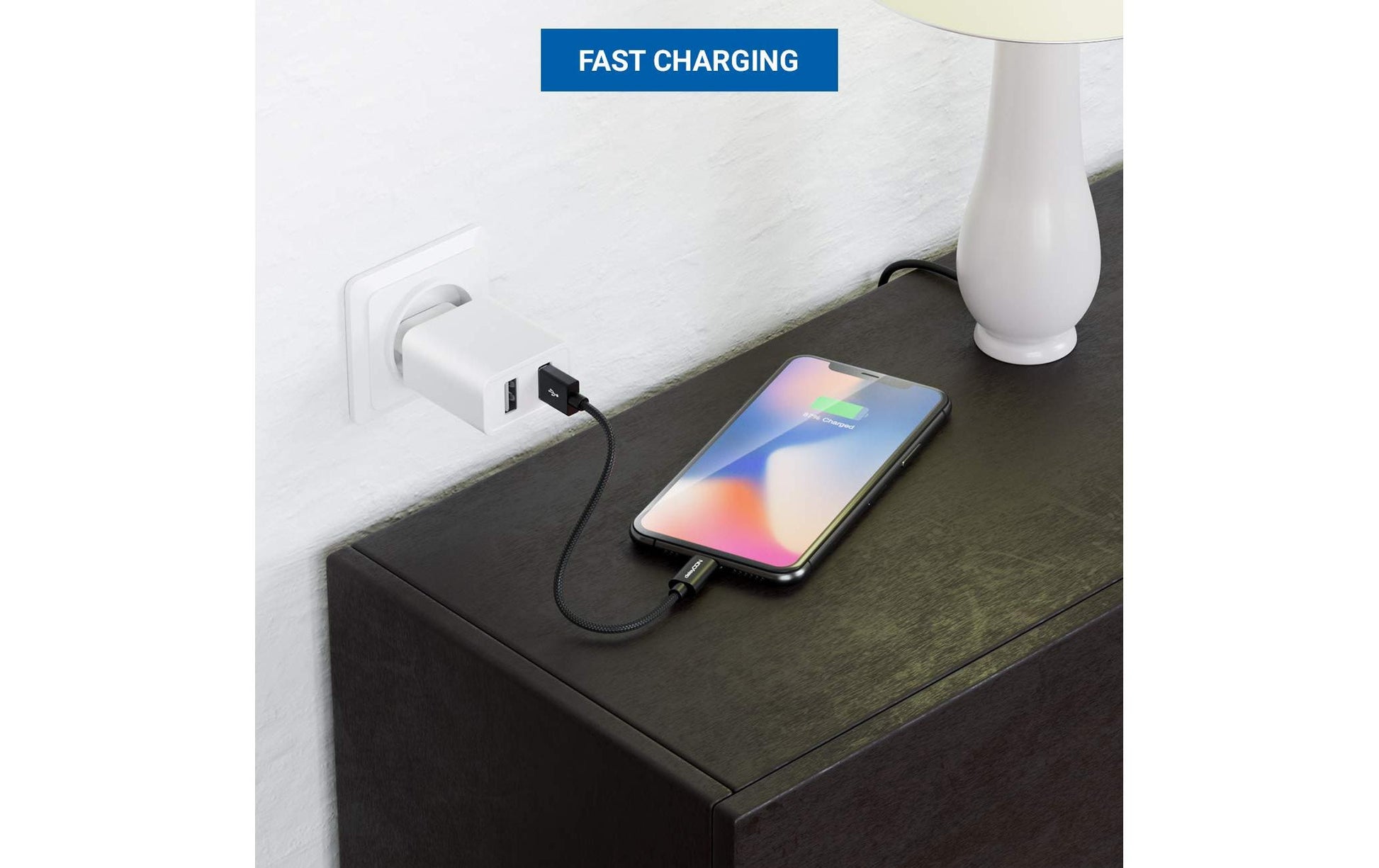 DeleyCON Daten- & Ladekabel – USB-A auf Lightning 0,15 m, MFi zertifiziert, geflochten – für iPhone/iPad