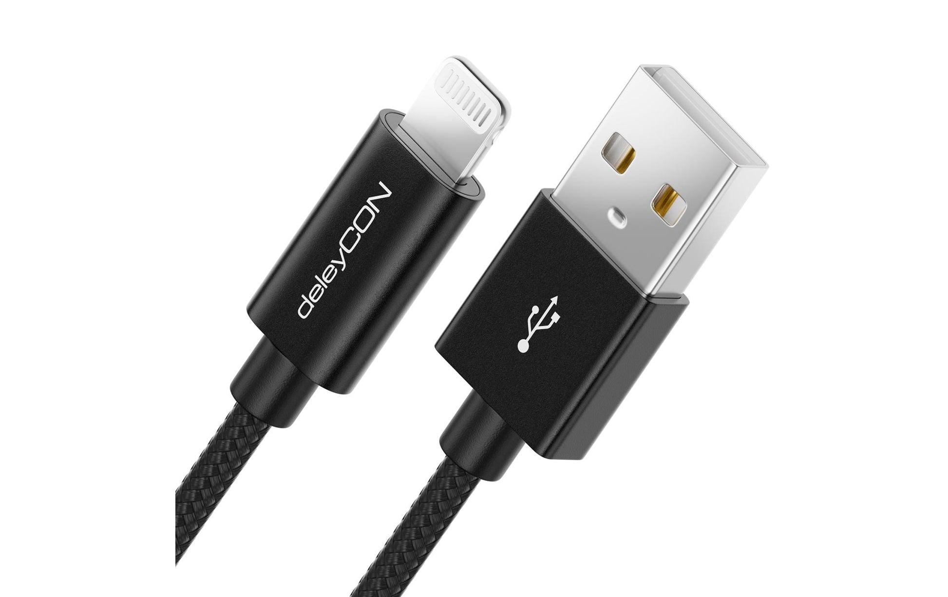 DeleyCON Daten- & Ladekabel – USB-A auf Lightning 0,15 m, MFi zertifiziert, geflochten – für iPhone/iPad