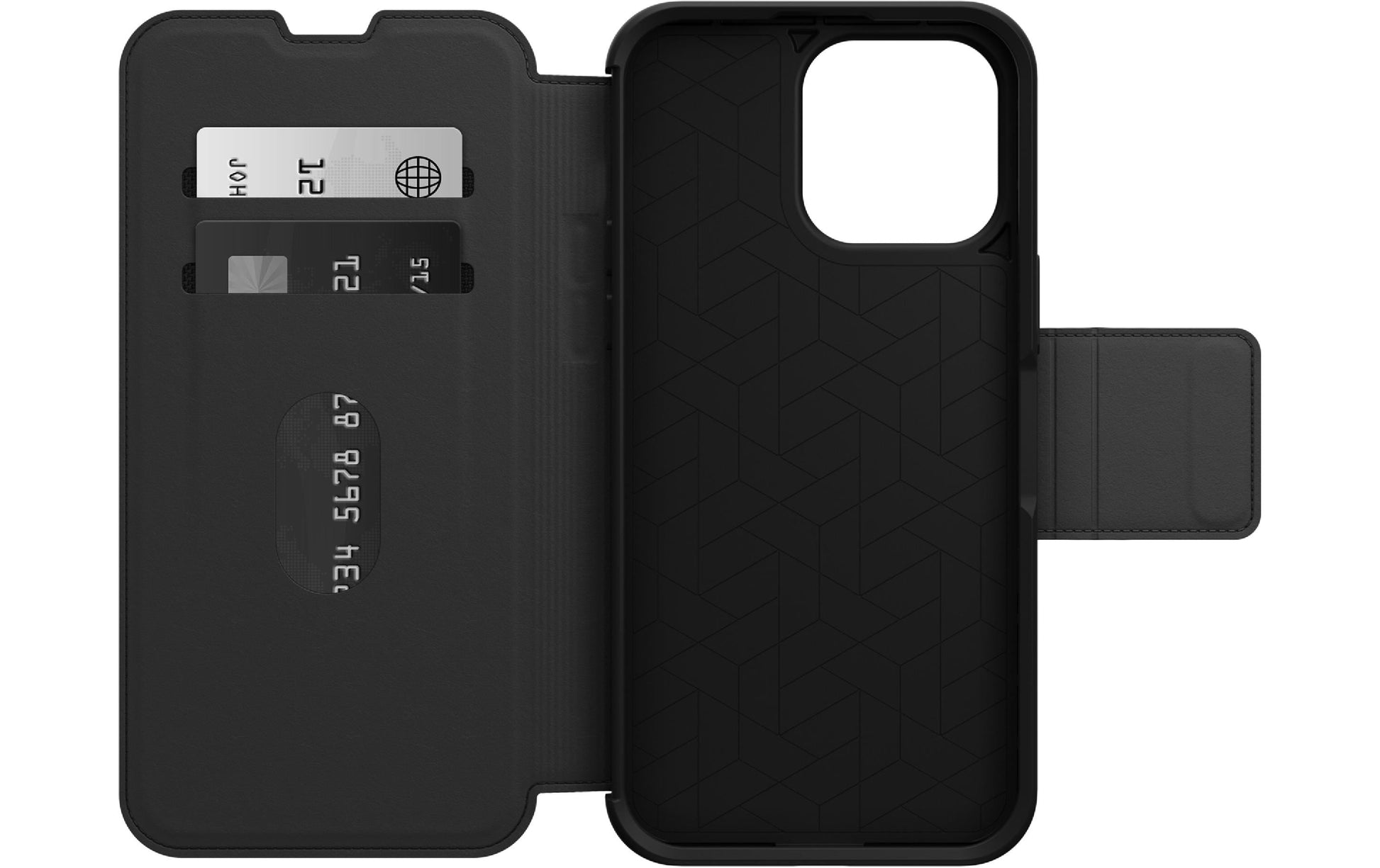OtterBox Strada Folio – für Apple iPhone 14 Pro Max, Leder, Schwarz, mit Kartenfach, sturzdämpfend