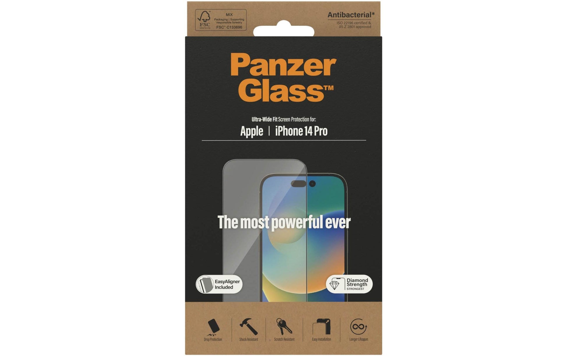 PanzerGlass Displayschutzglas – für Apple iPhone 14 Pro, kratzresistent, anti-Fingerprint, Hartglas
