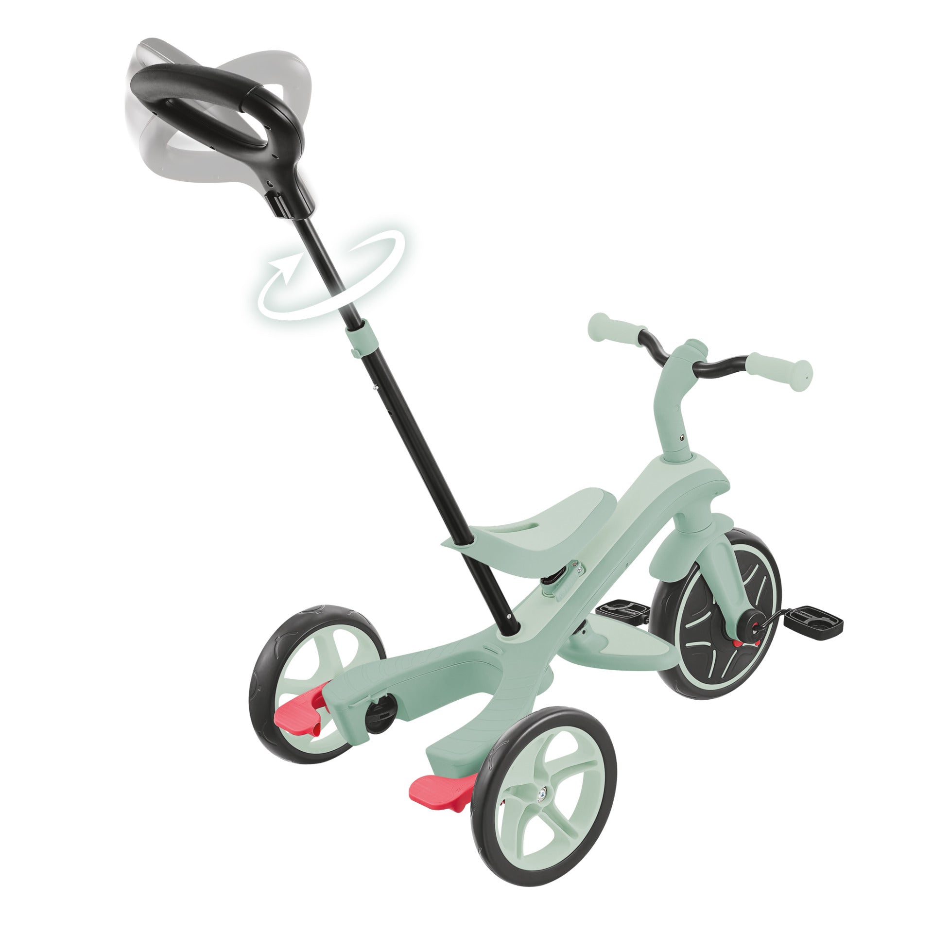 Globber Explorer 4-in-1 Dreirad – Schiebestange, verstellbarer Sitz – Ø 25,4 cm – ab 10 M. – Pistazie