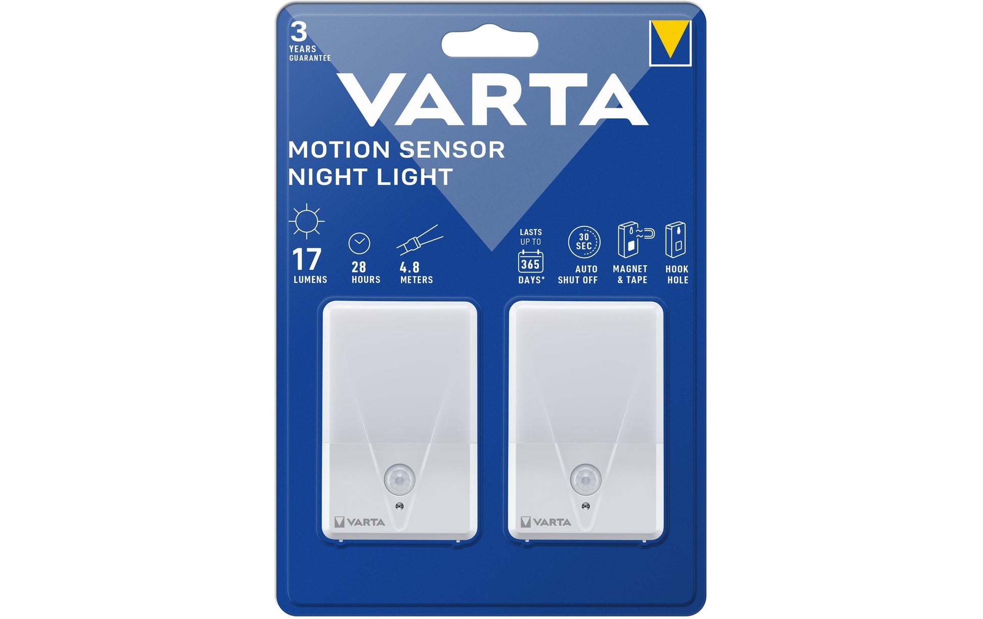 Varta Nachtlicht – 17 lm, Warmweiss, Bewegungssensor, Akku, Weiss