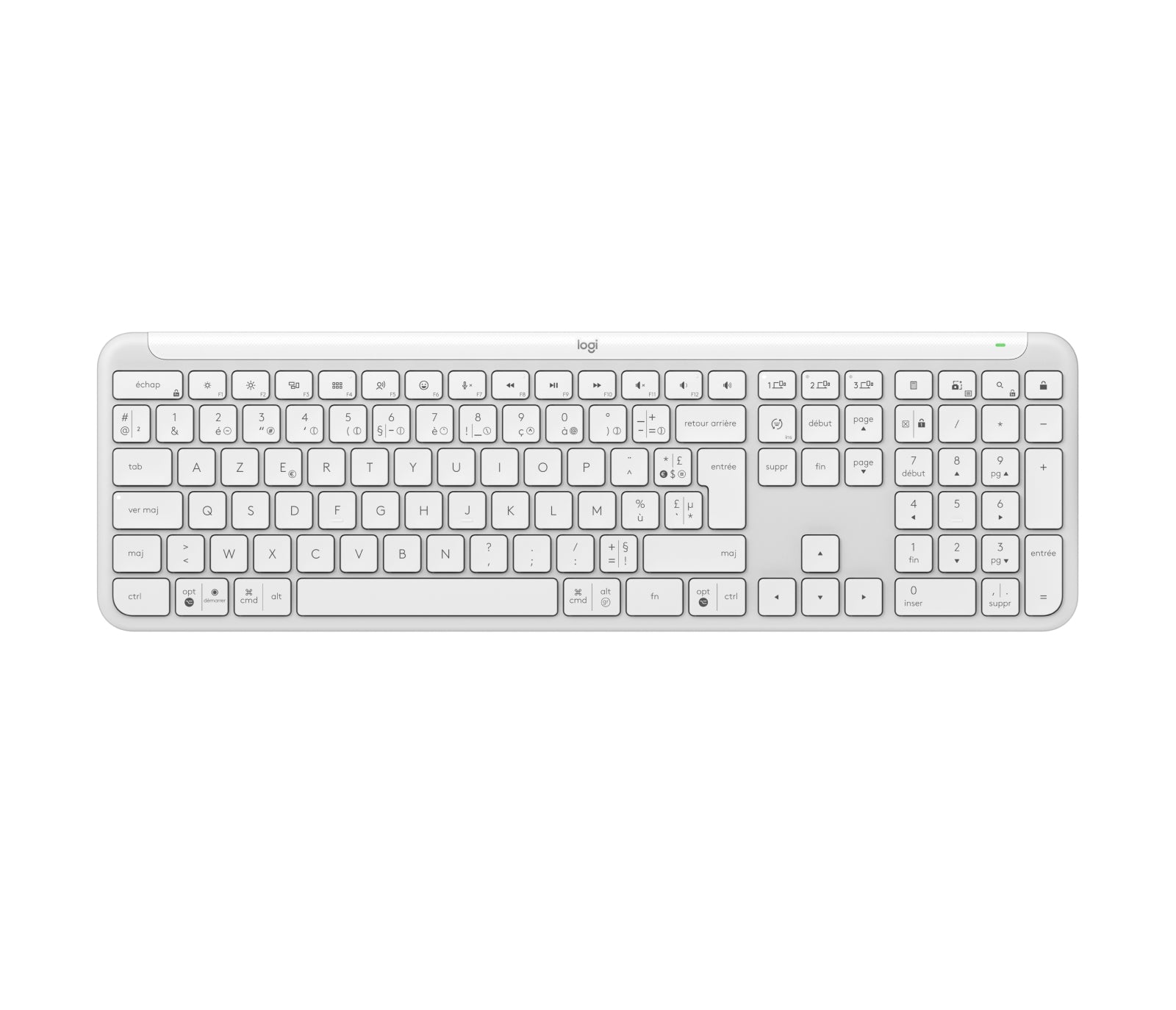Logitech K950 Signature Slim – Tastatur, kabellos (Bluetooth), FR-Layout (FR), Weiss