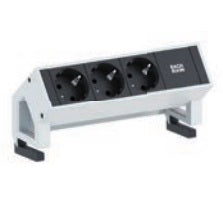 Bachmann DESK2 Aufbau-Anschlussfeld 3× Schutzkontakt (CEE 7/3) – GST18, 0,2 m Kabel – Weiss