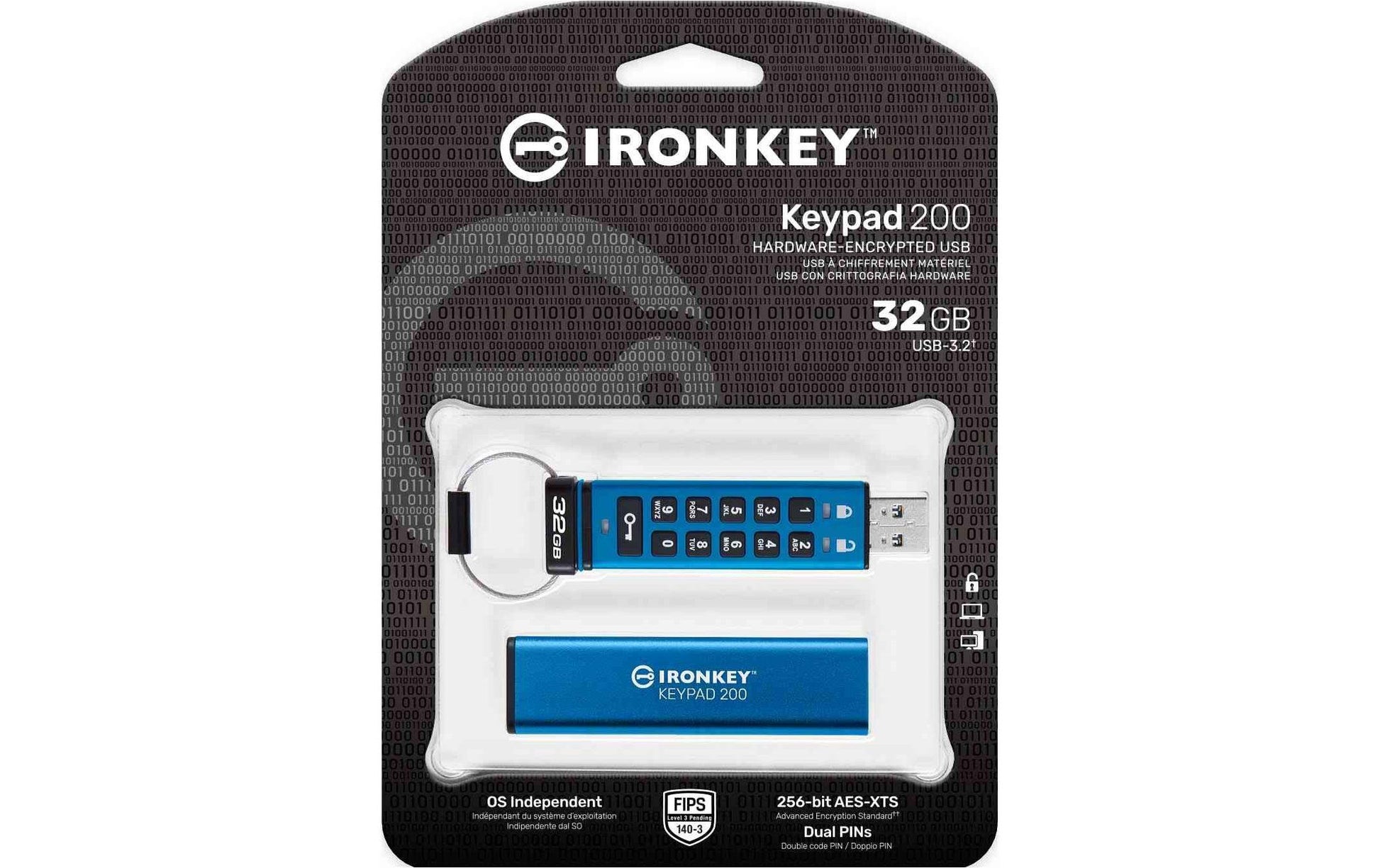 Kingston Technology Kingston IronKey Keypad 200 USB-Stick – 32 GB, AES-256, FIPS 140-3 Level 3 (ausstehend)