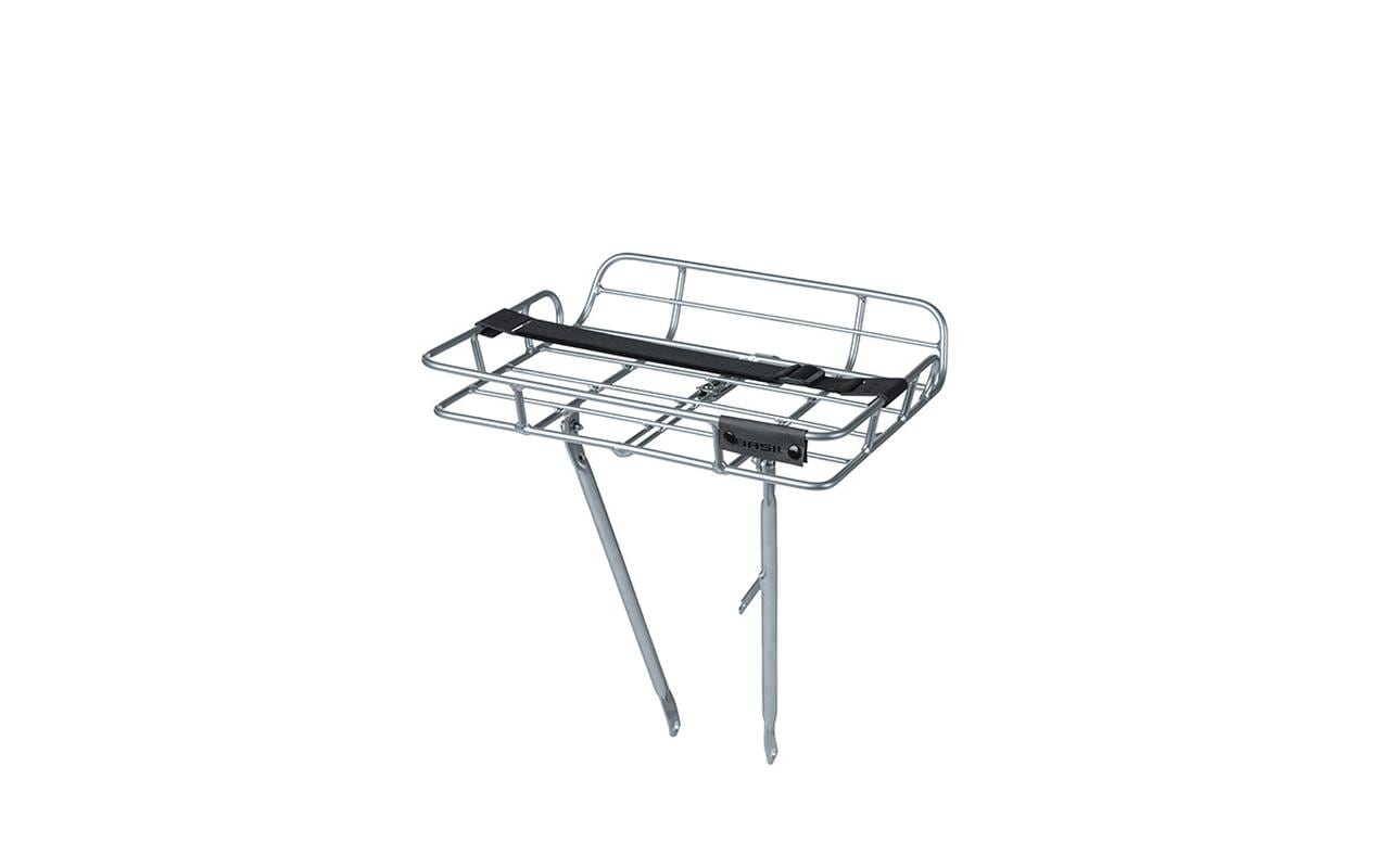 Basil Fahrradkorb Portland Front Carrier – für 26"–28" Räder – 410×510×330 mm – Silber, Aluminium