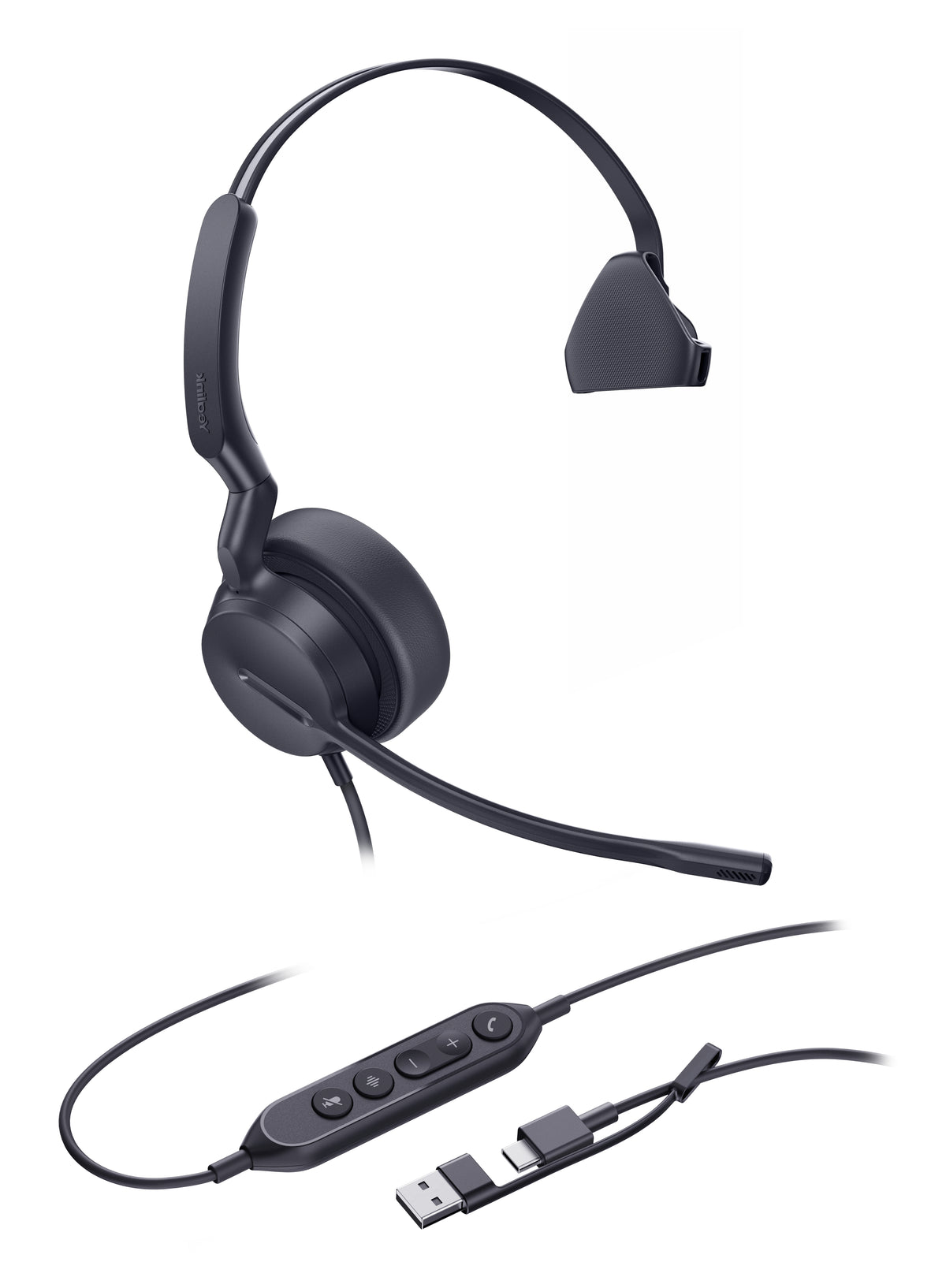 Yealink UH42 Office-Headset – On-Ear, Mono, Kabelgebunden (USB-C/USB-A), Schwarz