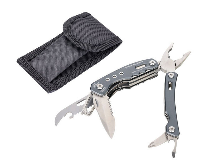 TROIKA Multitool – 15 Funktionen, Taschengrösse, mit Zange, Messer, Säge, Aluminium/Edelstahl