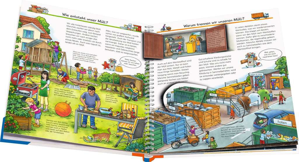Ravensburger Buch – Wieso? Weshalb? Warum? – Rund um den Müll (Band 74), Spiralbindung, 16 Seiten, ab 4 Jahren
