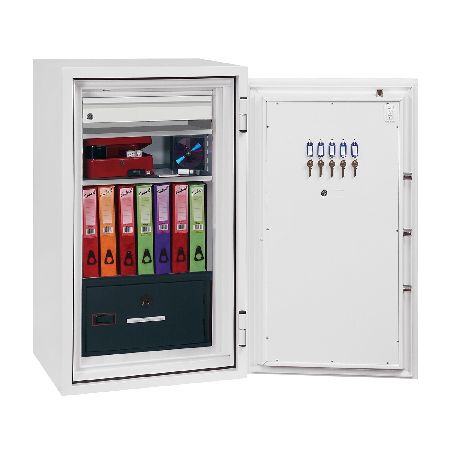 Phoenix Safe Co. Phoenix Sicherheitsschrank DATACOMBI DS2504E – Elektronikschloss – 63,0 l – Feuerschutz 120 min – Weiss