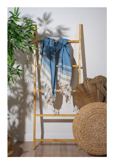 Foutastic Badetuch New Diamond Royal – 90×170 cm, 60% Baumwolle/40% Polyester, Blau/Beige