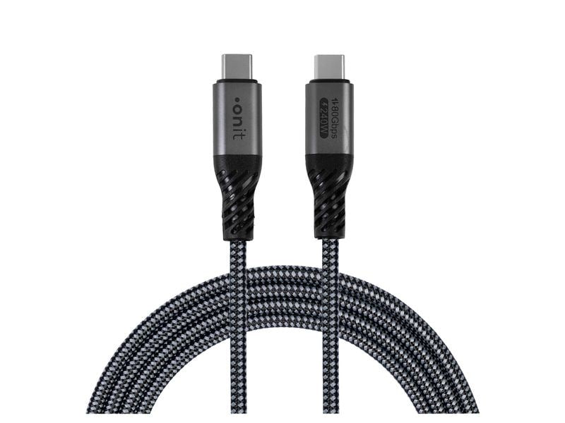 ONIT USB-C auf USB-C Kabel – USB4 80 Gbit/s – 1 m – PD 240 W – Textilmantel – Schwarz