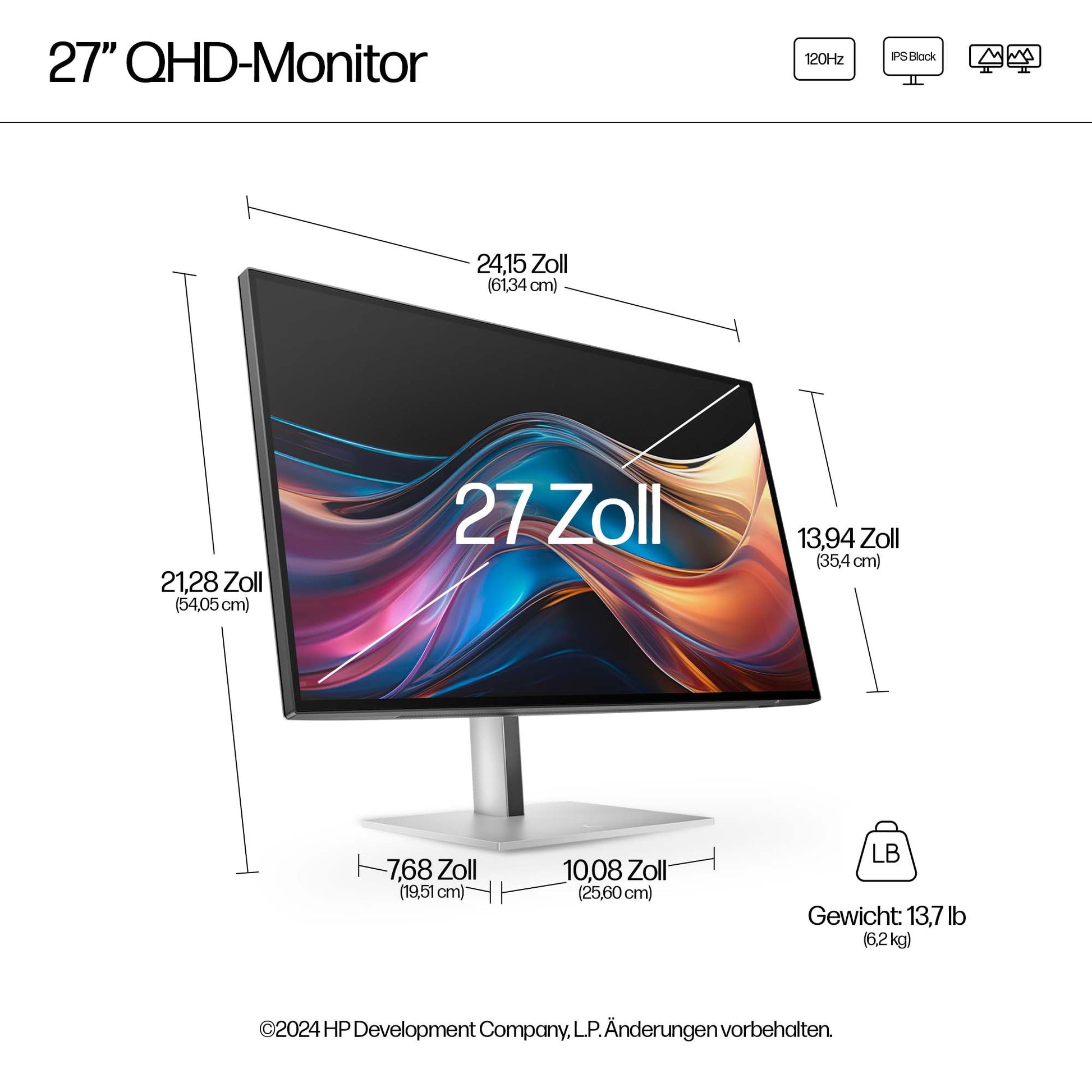 HP Serie 7 Pro (727pq) – Monitor, 27", 2560 × 1440 (WQHD)