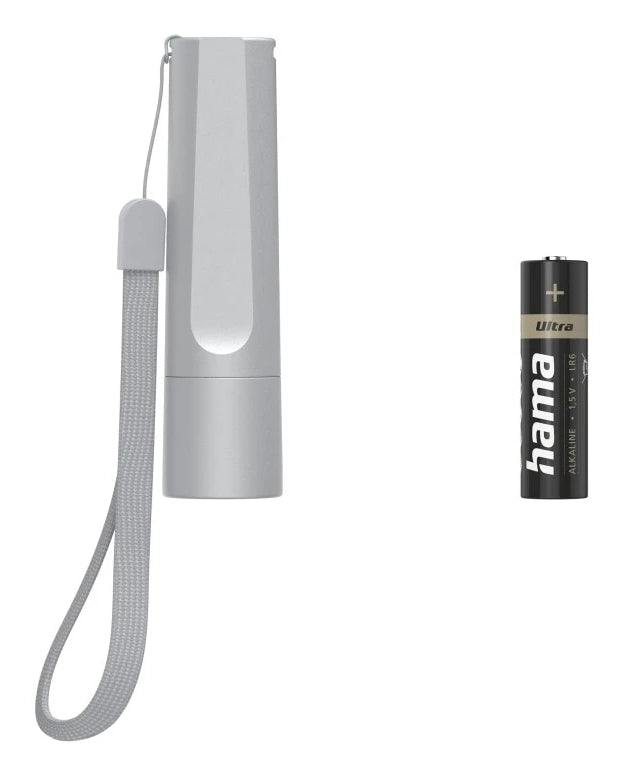 Hama Taschenlampe FL60 – 60 lm, 30 m, AA Batterie, 3 Modi – Silber