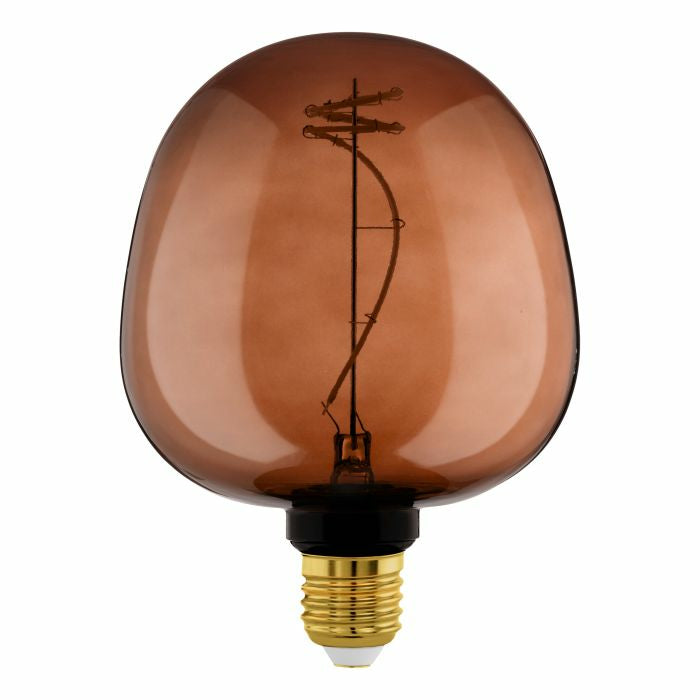 EGLO LED-Leuchtmittel Globe G125 E27 – 4 W dimmbar, 40 lm, 2000 K warmweiss, 120°, Glas Cognac