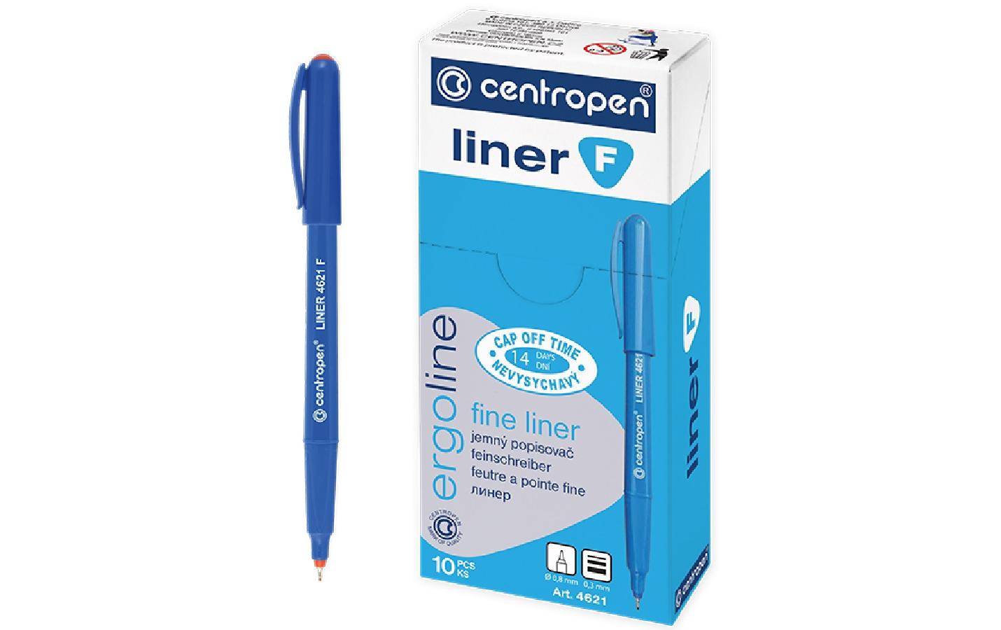 Büromaterial Centropena Fineliner – 0,3 mm, blau, 10 Stk.