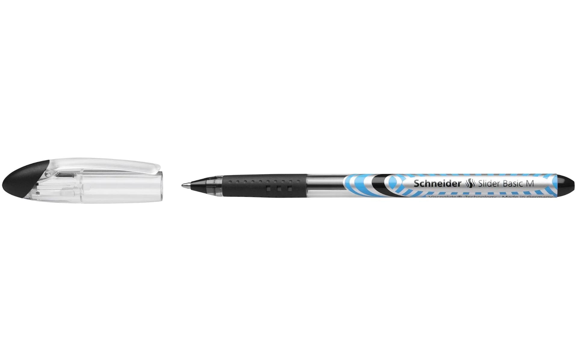 Schneider Schreibgeräte Schneider Slider Basic Kugelschreiber – Schwarz, Spitze 1 mm, Deckel, Silber
